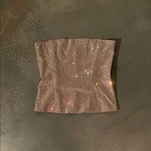 Zara Brown Embellished Strapless Top